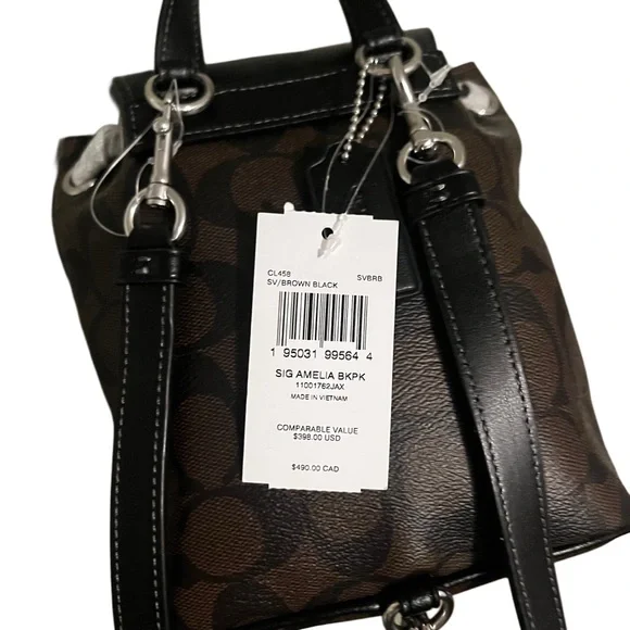 Coach Black Backpack with Signature Design and Drawstring Closure - Picture 5 of 11
